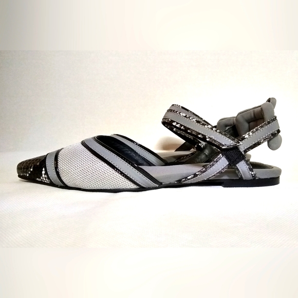 Jeffrey Campbell Python Snakeskin Point toe mesh flats loafer shoes Size 9 - Picture 2 of 8